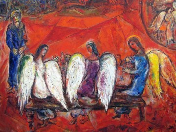 Marc Chagall œuvres - Abraham et trois anges détaille Marc Chagall contemporain